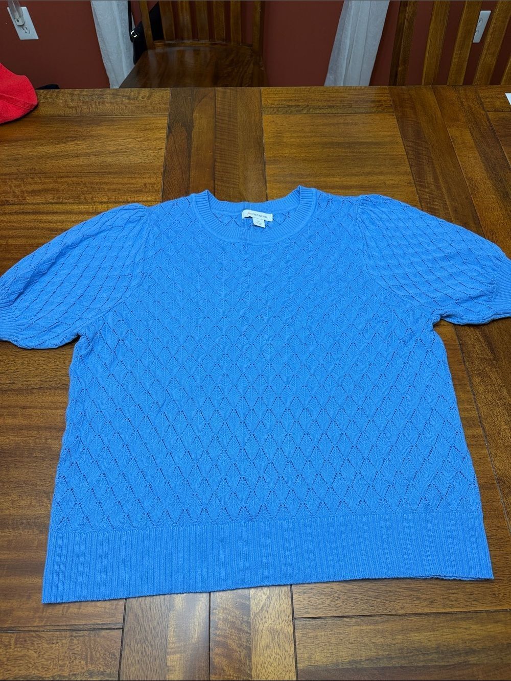 Liz Claiborne Blue Short Sleeve Knit Sweater